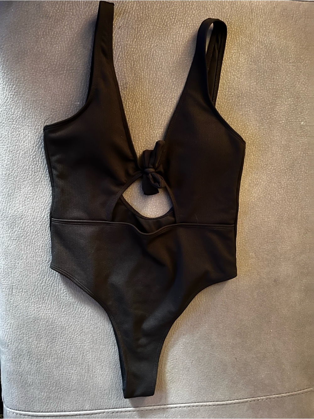 Zaful Black Front-Knot One-Piece Swimsuit